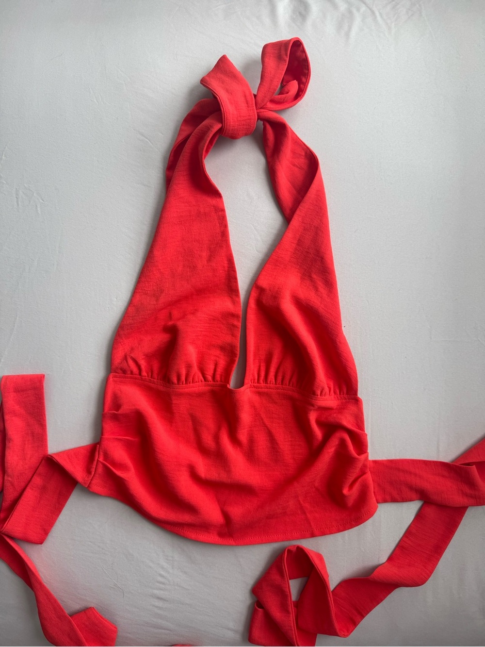 Zara red cropped ruched halter top red xs/s